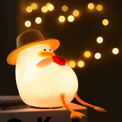 중국 행복한 귀여운 오리 밤빛 실리콘 LED 밤빛 타이머 제어 램프 어린이 침실 거실 장식 판매용