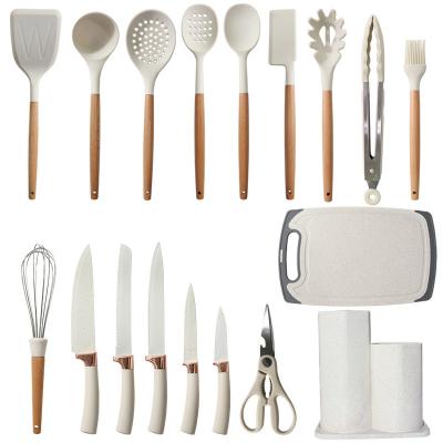 China 19Pcs Kitchen Utensil Set Easy to Clean Wooden Kitchen Utensils, Cooking Utensils for Nonstick Cookware Kitchen Gadgets for sale