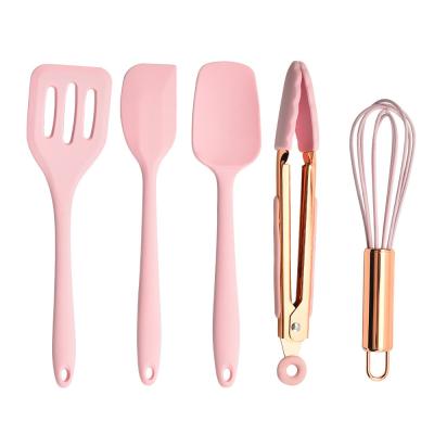 China Silicone Baking Utensils Set 5Pcs Silicone Spatula Set Non-Stick Durable Silicone Cookware Cooking Kitchen Tools Set for sale