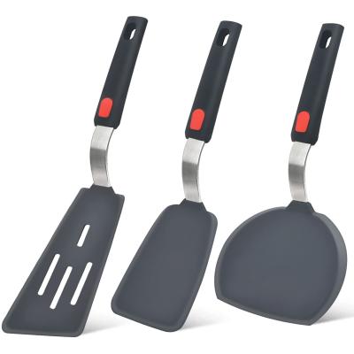China Silicone Spatula Turner Set of 3 Heat Resistant Cooking Spatulas for Nonstick Cookware Large Flexible Kitchen Utensils for sale