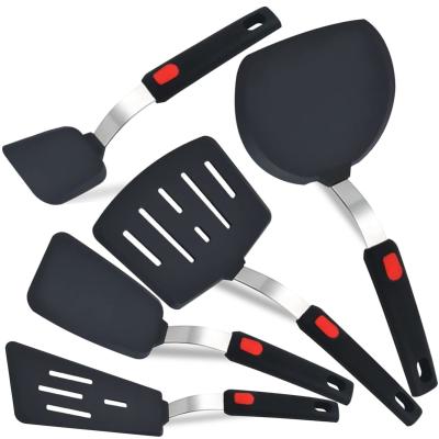 China 5-Pack BPA Free Silicone Spatulas Turner Set For Nonstick Cookware Flexible Kitchen Utensils Cooking Spatula Set For Egg for sale