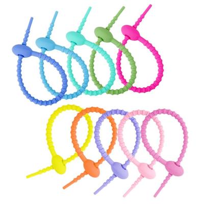 China Reutilizable de silicona cable Twist corbata de pan corbata de bolso de sellado clip corbata de gestión de silicona organizador de cordón para el coche oficina de casa en venta