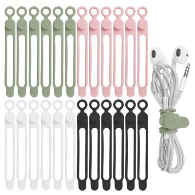 China Silicone Cable Management Organizer Multipurpose Elastic Cord Organizer For Bundling And Fastening Cable Cords Wire Tie for sale