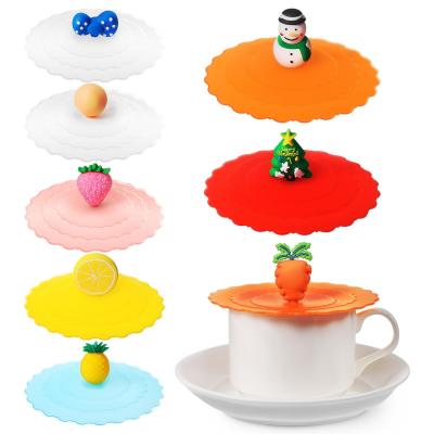 China Silicone Mug Lid Cover, Colorful Anti-Dust Silicone Mug Cover Cute Reusable Silicone Lids For Cups Mug Beer Glass Indoor for sale