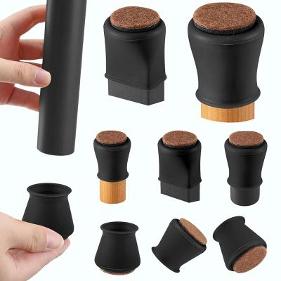 China Silicone Chair Leg Floor Protectors Furniture Leg Protectors With Felt Black Table Leg Pad Brown for sale