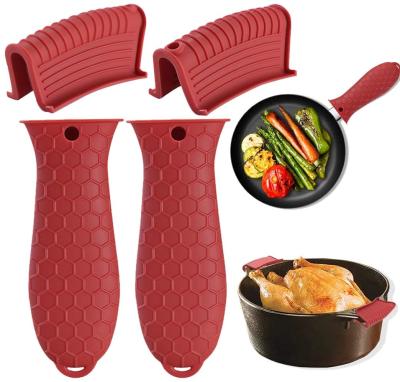 China Silicone Hot Handle Holder Heat Resistant Cast Iron Skillets Handles Grip Covers For Pan Pot for sale