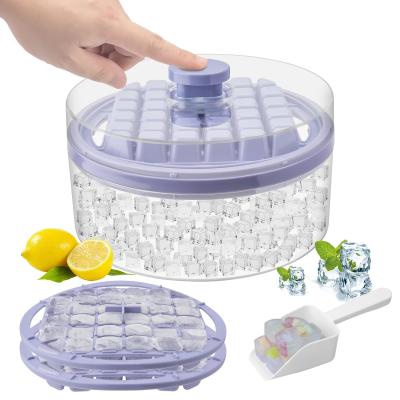 China Ice Cube Trays Mold With Lid And Bin For Whiskey Cocktail Juice Coffee Te koop