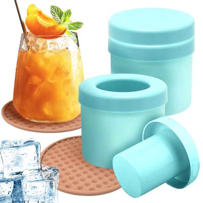 China Cylinder Silicone Ice Cube Mold Decompress Ice Lattice Press Type Mini Ice Maker Cup for sale