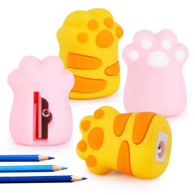 China Cat Paw Pencil Sharpener Manual Gift Mini Silicone Stationery For Kids Kawaii School Office Supplies à venda