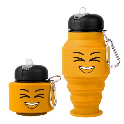 中国 Travel Portable Sport Collapsible Water Bottle Silicone Reusable Leakproof Foldable for Gym 販売のため