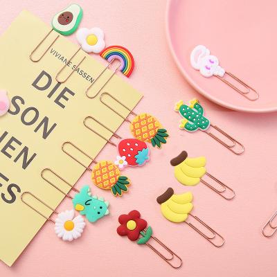 China Cute Bookmark Paper Clips Cartoon Silicone Bookmarks with Colorful Paperclips for Kids School Teacher Office Supply for sale
