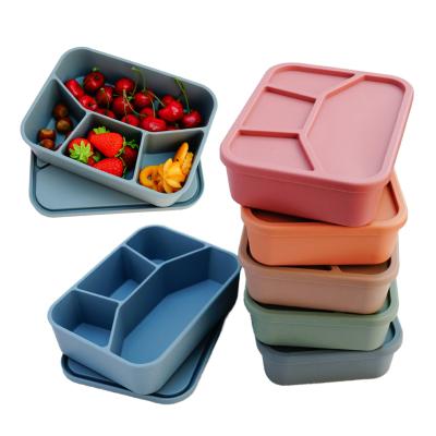 China Silicone Bento Box, LeakProof Lunch Box With Lid, Unbreakable Food-Grade Divided Storage Container for Adult Kid for sale