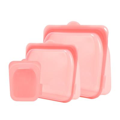 China Stand Up Platinum Food Grade Silicone Reusable Storage Bag Leakproof Dishwasher Safe Silicone Lunch Box StorageContainer for sale