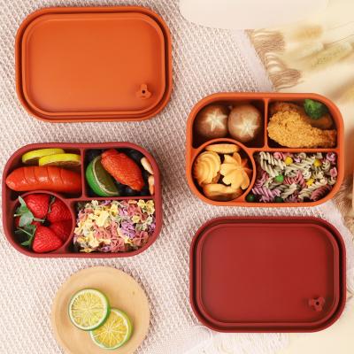 China Silicone  Lunch Box Microwave Freezer And Dishwasher Safe Food Container With Compartments BPA Free Silicone Lunch Box for sale