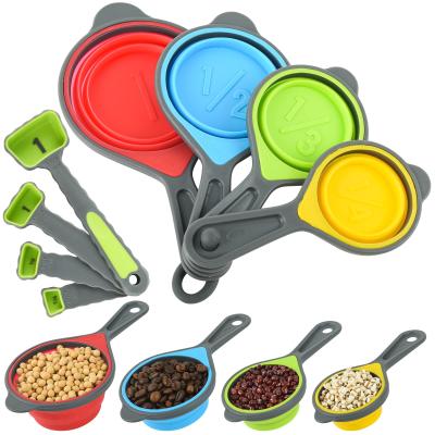 China BAP Free Collapsible Silicone Soft Measuring Cups  Measuring Spoons Silicone Kitchen Utensil Tools Travel Measuring Cup for sale