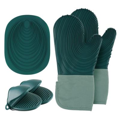 China Silicone Oven Mitts Pair BBQ Gloves Heat Resistant Silicone Grilling Gloves Silicone Kitchen Utensil Baking Gloves for sale