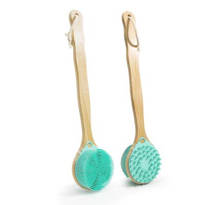 China Silicone Body Scrubber with Long Handle, Dual-Sided Exfoliating Back Scrubber, Bath Shower Brush for Dry and Wet à venda