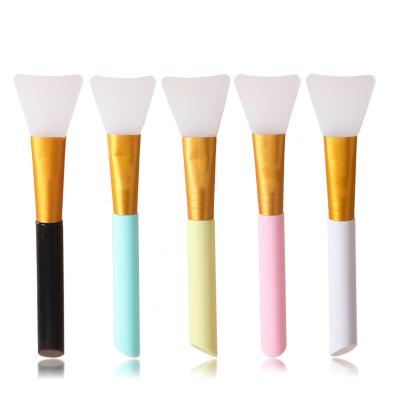 China Mini Silica Gel Makeup Brush Short Handle Facial Beauty Applicator Flat Mud Film Brush for sale