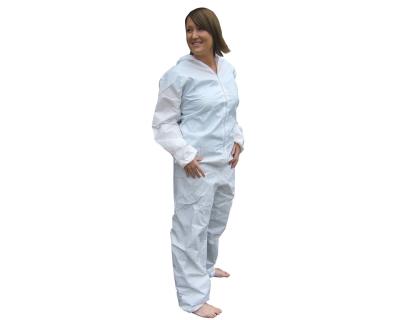China Cleanroom Disposable Polypropylene Non Woven Protective Coverall White / Blue for sale