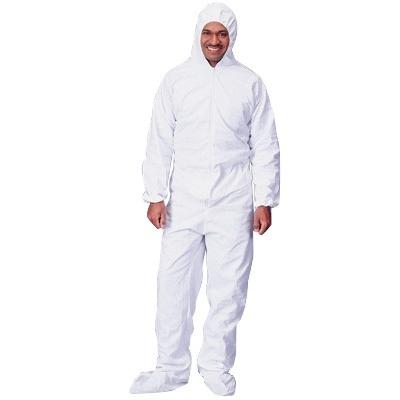 China White Breathable Disposable Coverall Suit Unisex With Hood / Collar for sale