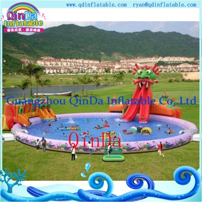 China Inflatable Aqua Park , Above Ground Portable Water Park Infltable Slide with Pool for sale