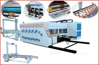 China Automatic Flexo Printing Slotting Die-cutting Stacking Machine, Lead-edge Feeding for sale