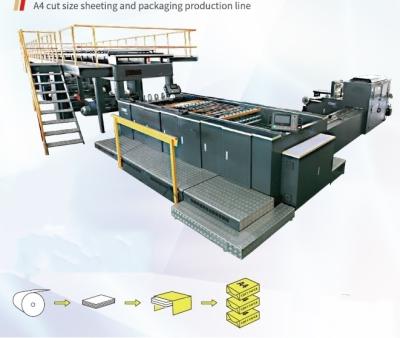 China Automatic High-speed A4 Paper Sheeting & Ream Packaging Line, 500 sheets per ream, for 2-roll or 4-roll for sale