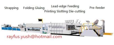 China Automatic Pre-feeder Lead-edge Flexo Printer Slotter Die-cutter Folder Gluer Strapper Inline Machine, 1~6 color for sale