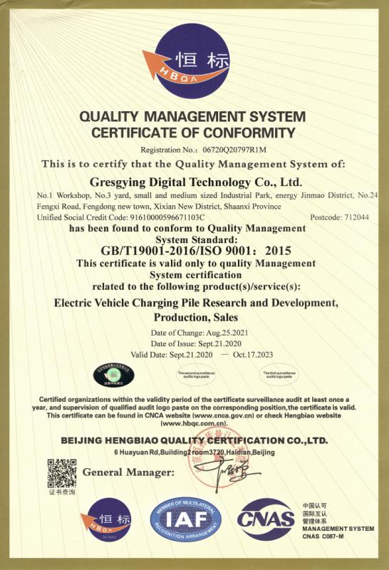 QUALITY MANAGEMENT SYSTEMCERTIFICATE - Chengdu Yong Tuo Pioneer Technology Co., Ltd.
