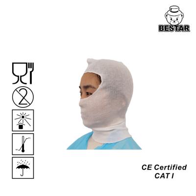 China 35CM White Cotton Protective Hood FDA Disposable Hood With Overlock Sewing en venta