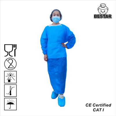 China Niveau 1 AAMI PB70 CPE-Wegwerfisolierungs-Kleid für chirurgisches zu verkaufen