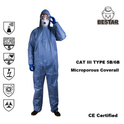 China Microporous film Type 5B/6B EN14126 Virus Protection Medical Coverall for Hospital for sale