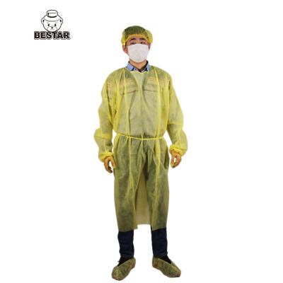 China Long Sleeve Disposable Ppe Gowns Level 1 Isolation Gown With Knit Cuff Collar Te koop
