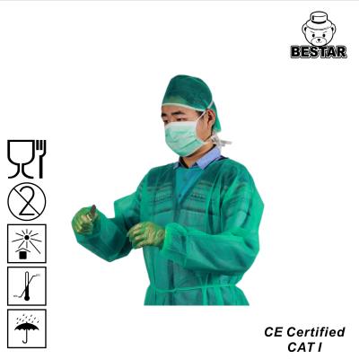 China Green Ppe Disposable Gown AAMI PB70 LEVEL 2 Waterproof Isolation Gown for sale