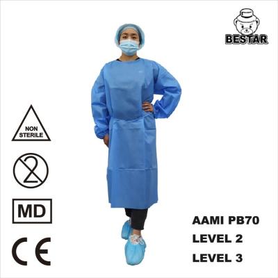 China SMS Hospital Sterile Disposable Isolation Gown EU2017/745 AAMI PB70 Level 3 for sale