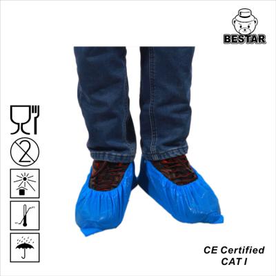 China Biodegradable Medical Disposable Blue Plastic Overshoes CPE Shoe Cover for sale