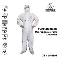 Китай CE аттестовал устранимый не-сплетенный тип coverall 4B/5B/6B microporous с голубым связанным швом для фармацевтических промышленностей продается