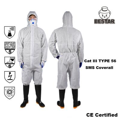 China Asbestos Removal SMS Disposable Protective Coverall Type 6 for sale