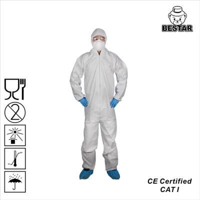 China CAT I Anti-static disposable microporous protective coverall with hood and boots for basic industry power for sale