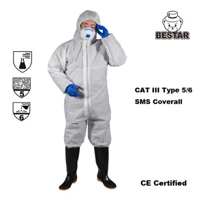 China OEM CAT 3 Type 56 Disposable Protective Coverall Lightweight Disposable Paint Suit for sale
