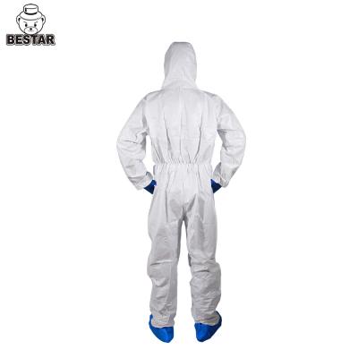 China Antistatic Disposable Microporous Coverall Suits With Hood And Boots For Food Processing for sale