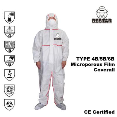 China BESTAR Microporous Disposable Boiler Suits Polypropylene Coveralls Type 4B/5B/6B for sale