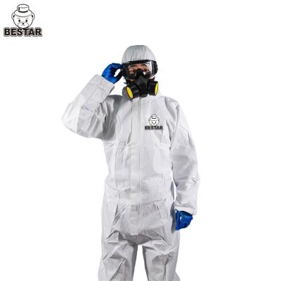 China Microporous Film White Painting Overalls Disposable Painters Suit Type 5/6 for sale