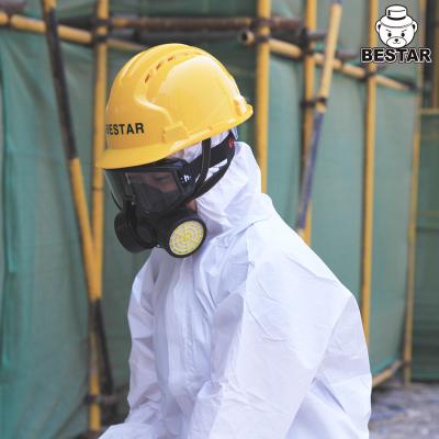 China Type 5 And 6 Microporous Film Protective Disposable Coverall Suit For Laboratory for sale