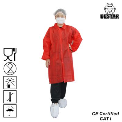 China Economic Non Woven Lab Coat SPP Polypropylene Disposable Overcoat for sale