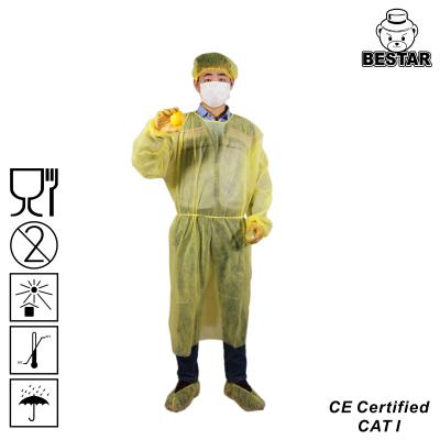 China Vestidos descartáveis amarelos Não-perigosos dos vestidos descartáveis estéreis do PPE do polipropileno à venda