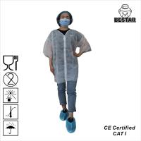 China FDA Anti Dust Disposable White Lab Coats SPP Jacket With Elastic Cuff for sale