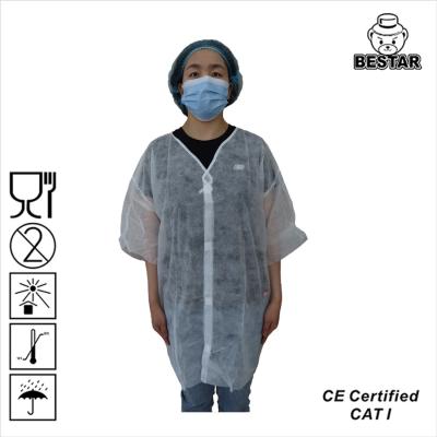 China 3XL Non Woven Disposable Lab Coat SPP Jacket With Collar And Cuffs for sale