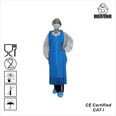 China Custom XXL Blue TPE Full Sleeve Disposable Apron For Food Processing for sale