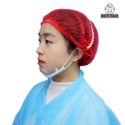 China Lightweight Red Disposable Nonwoven Cap Non Woven Clip Cap 18'' for sale